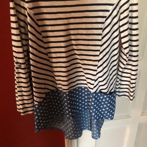 Anthropologie Postmark Fairley Postage Stamp Roll Tab Striped Polka Dot Shirt - Picture 11 of 12